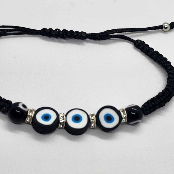 Brand New BLACK Evil Eye Adjustable Bracelet - Picture 2 of 4